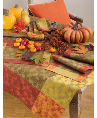 Fall Maple Leaf Damask Cotton Table Runner