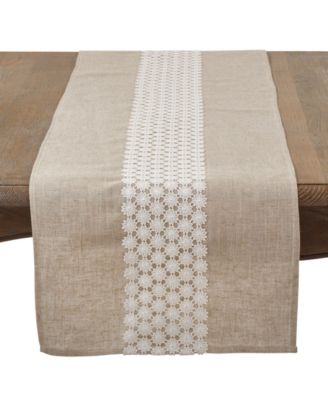 Daisy Lace Design Country Linen Blend Table Runner
