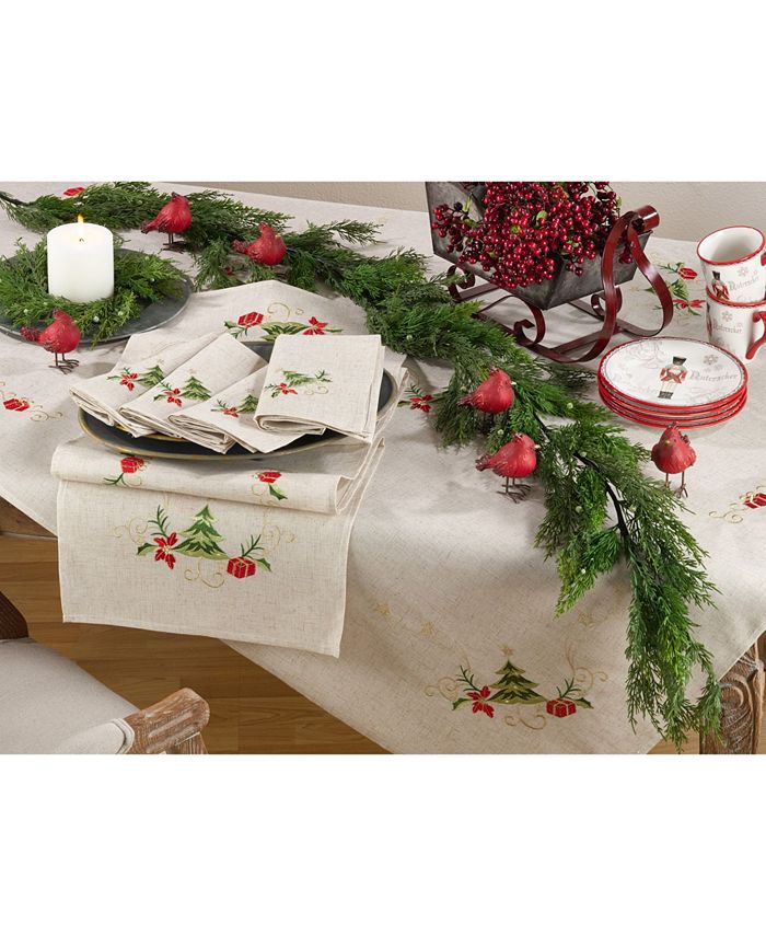 Saro Lifestyle Embroidered Christmas Tree Table Runner - Macy's