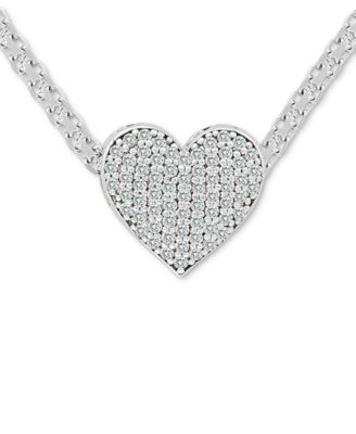 silver pave heart necklace