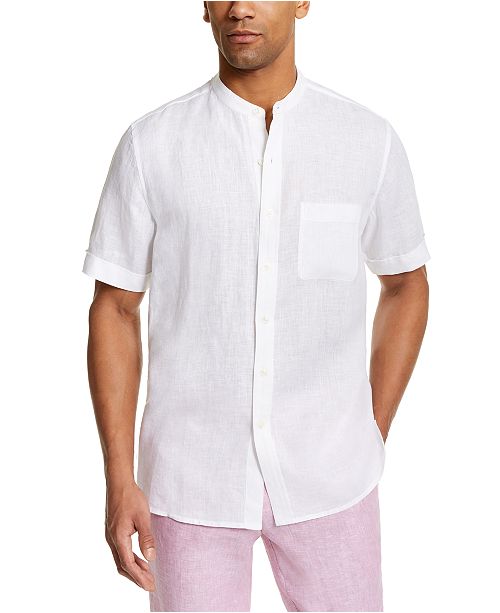 Tasso Elba Men S Crossdye Linen Woven Short Sleeve Shirt Created
