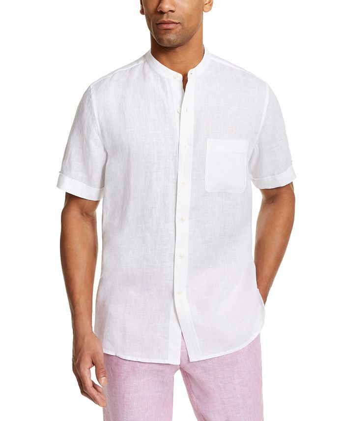 Tasso Elba Men's Crossdye Linen Woven Short-Sleeve Shirt, Created for ...