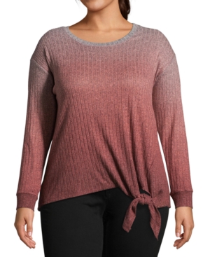 image of John Paul Richard Plus Size Rib-Knit Tie-Front Top