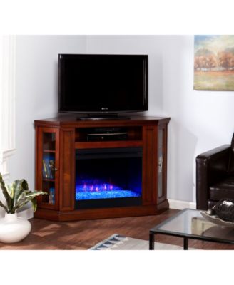Stonington Color Changing Corner Convertible Electric Fireplace with Storage