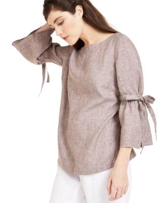 Charter Club Linen Bell-Sleeve Top, Created for Macy's