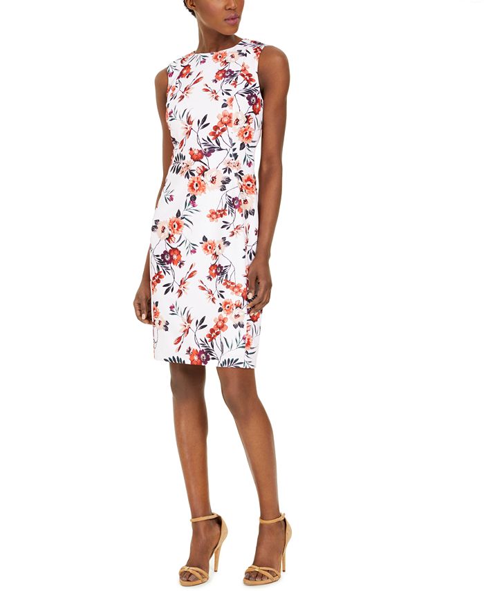 Calvin Klein Floral-Print Scuba Sheath Dress & Reviews - Dresses - Women -  Macy's