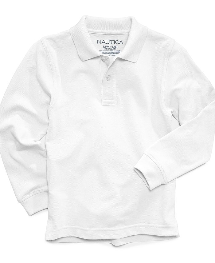 Nautica Long Sleeve Heavy Weight Jersey Polo Shirt with Chest Pocket 