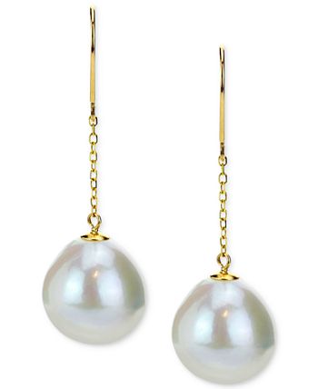 Macy's - Cultured Baroque Freshwater Pearl (12-14mm) Drop Earrings in 14k Gold