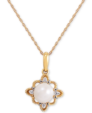 image of Cultured Freshwater Pearl (6-1/2mm) & Diamond Accent 18