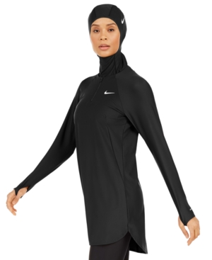 Nike Essential Long-sleeve Swim Tunic In Black