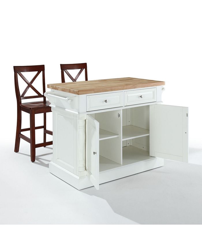 Crosley Oxford Butcher Block Top Kitchen Island Finish With 24" Black X