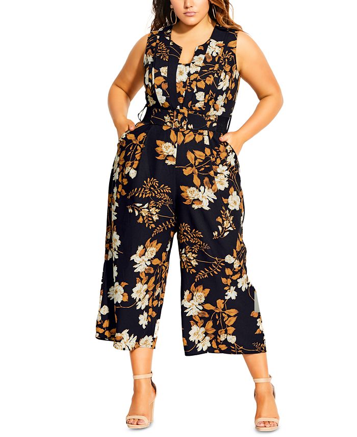 City Chic Trendy Plus Size Veronica Belted Jumpsuit - Macy's