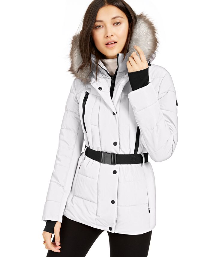 Michael Kors Active Belted Faux-Fur-Trim Puffer Coat & Reviews - Coats &  Jackets - Women - Macy's