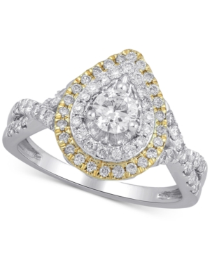 image of Diamond Teardrop Double Halo Ring (1 ct. t.w.) in 14k Gold & White Gold