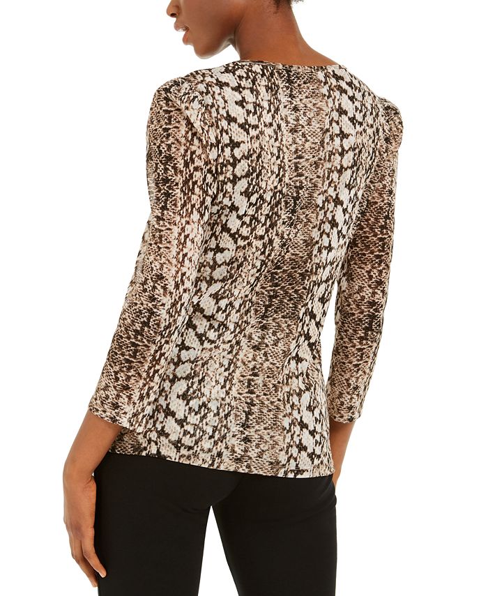 INC International Concepts INC Snake-Print Puff-Sleeve Top, Created for ...