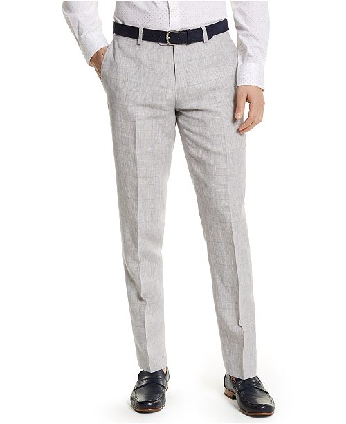 Bar Iii Men S Slim Fit Gray Plaid Linen Suit Separate Pants
