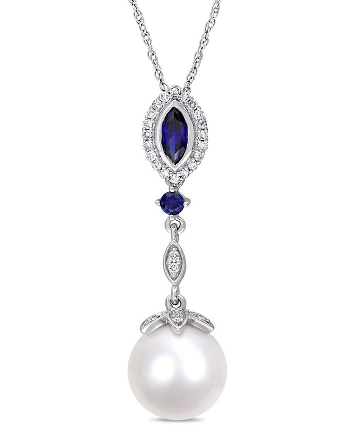 Macy's blue sapphire deals necklace