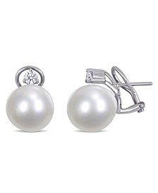 South Sea Cultured Pearl (12-13mm) and Diamond (1/3 ct. t.w.) Stud Earrings in 14k White Gold