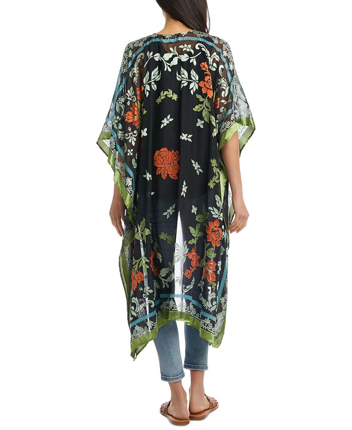 Karen Kane Textured Floral-Print Kimono Duster - Macy's
