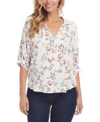 Karen Kane - Fish-Print Elbow-Sleeve Top