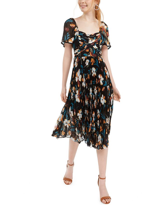 foxiedox Floral-Print Pleated Midi Dress - Macy's