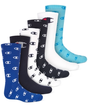 Champion Little & Big Boys 6-Pk Logo Crew Socks