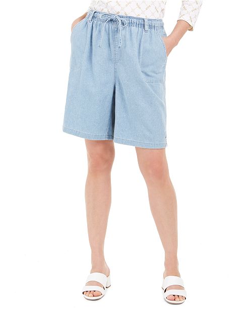 Karen Scott Petite Cotton Lisa Pull-On Denim Shorts, Created For Macy's ...