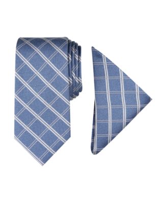 Men Marion Grid Tie & Pocket Square Set 