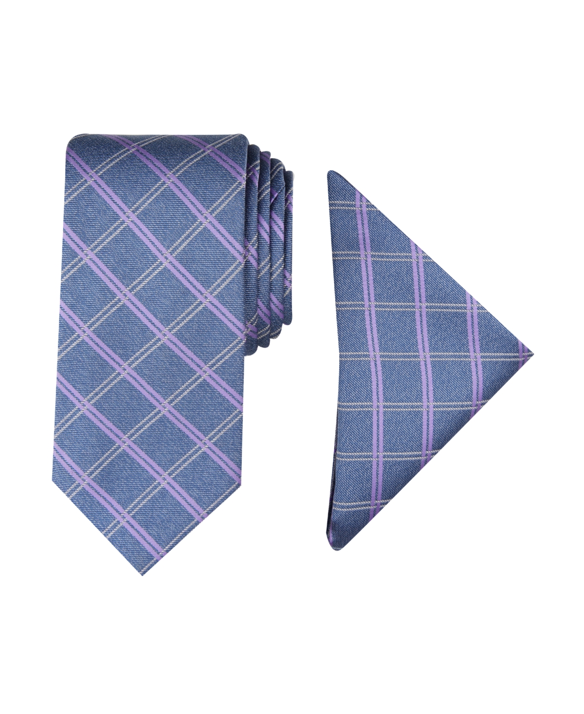 Shop Nautica Men Marion Grid Tie & Pocket Square Set In Purple