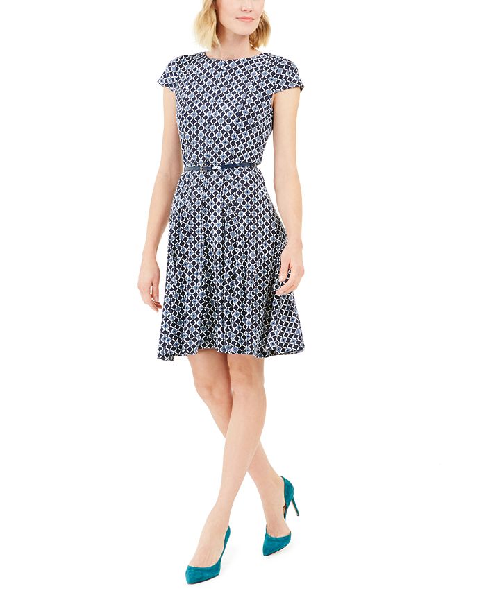 Jessica Howard Geometric-Print Fit & Flare Dress - Macy's