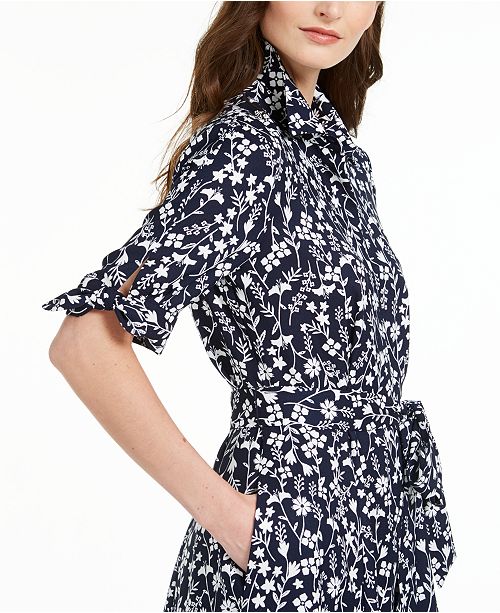 Calvin Klein Floral-Print Midi Shirtdress, Created for Macy's & Reviews ...