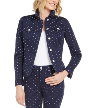 Charter Club Polka-Dot Denim Jacket Created for Macy's