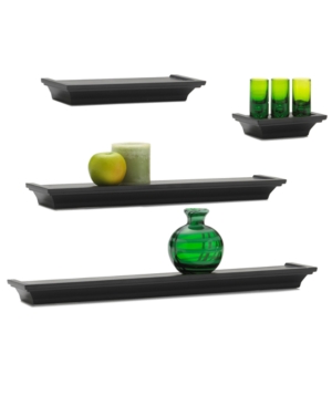 Melannco Home Decor, Set of 4 Black Wall Shelves