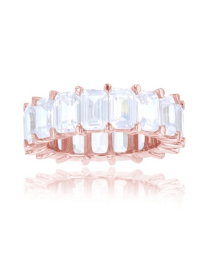 image of White Cubic Zirconia Eternity Band in 14k Rose Gold Plated Sterling Silver