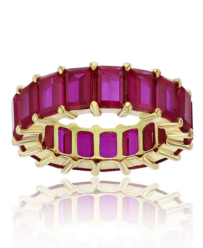 Macy's - Red Cubic Zirconia Eternity Band in 14k Yellow Gold Plated Plated Sterling Silver