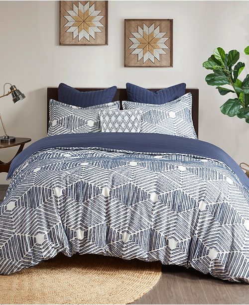 Ink Ivy Ellipse 3 Piece King Cal King Cotton Jacquard Comforter