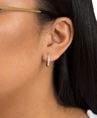 Crystal Pav&eacute; Small Hoop Earrings in Sterling Silver, 0.62" (also in 14k Gold-Plated Sterling Silver) 