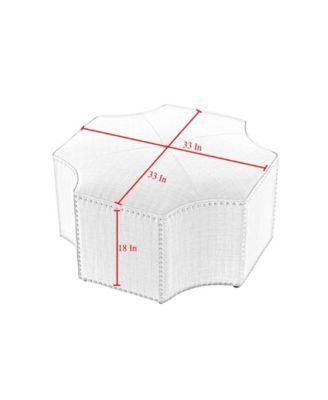 Fiorella Upholstered Octagon Cocktail Ottoman with Nailhead Trim