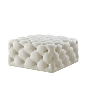 Shop Inspired Home Madeline Upholstered Tufted Allover Square Cocktail Ottoman In Cream