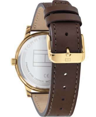 Men's Brown Leather Strap Watch 42mm, Created for Macy's
