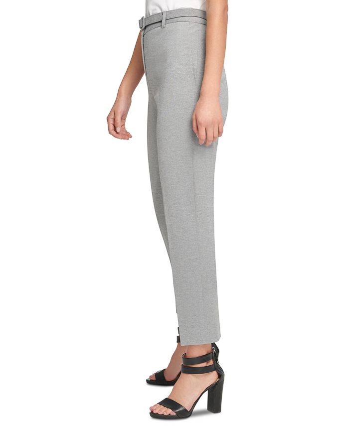 DKNY Belted Straight-Leg Dress Pants - Macy's