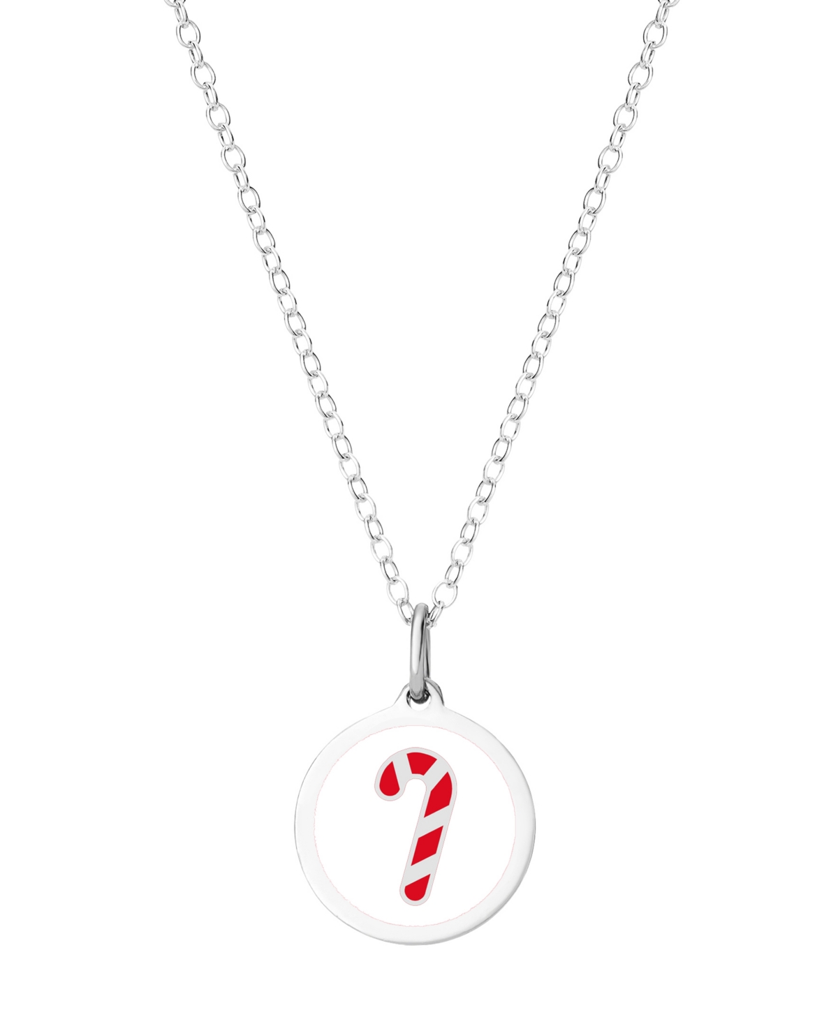 Candy Cane Necklace in Sterling Silver - White