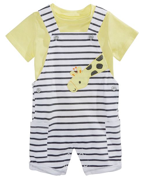 Baby Boys 2 Pc T Shirt Giraffe Shortalls Set Created For Macy S