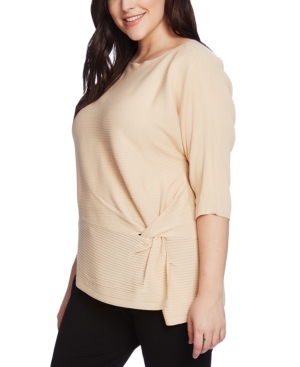 VINCE CAMUTO PLUS SIZE SIDE-TWIST RIBBED SWEATER