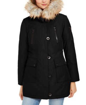 nautica faux fur puffer coat
