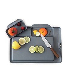 Nonslip Cutting Board and Serving Tray with Removable Compartments