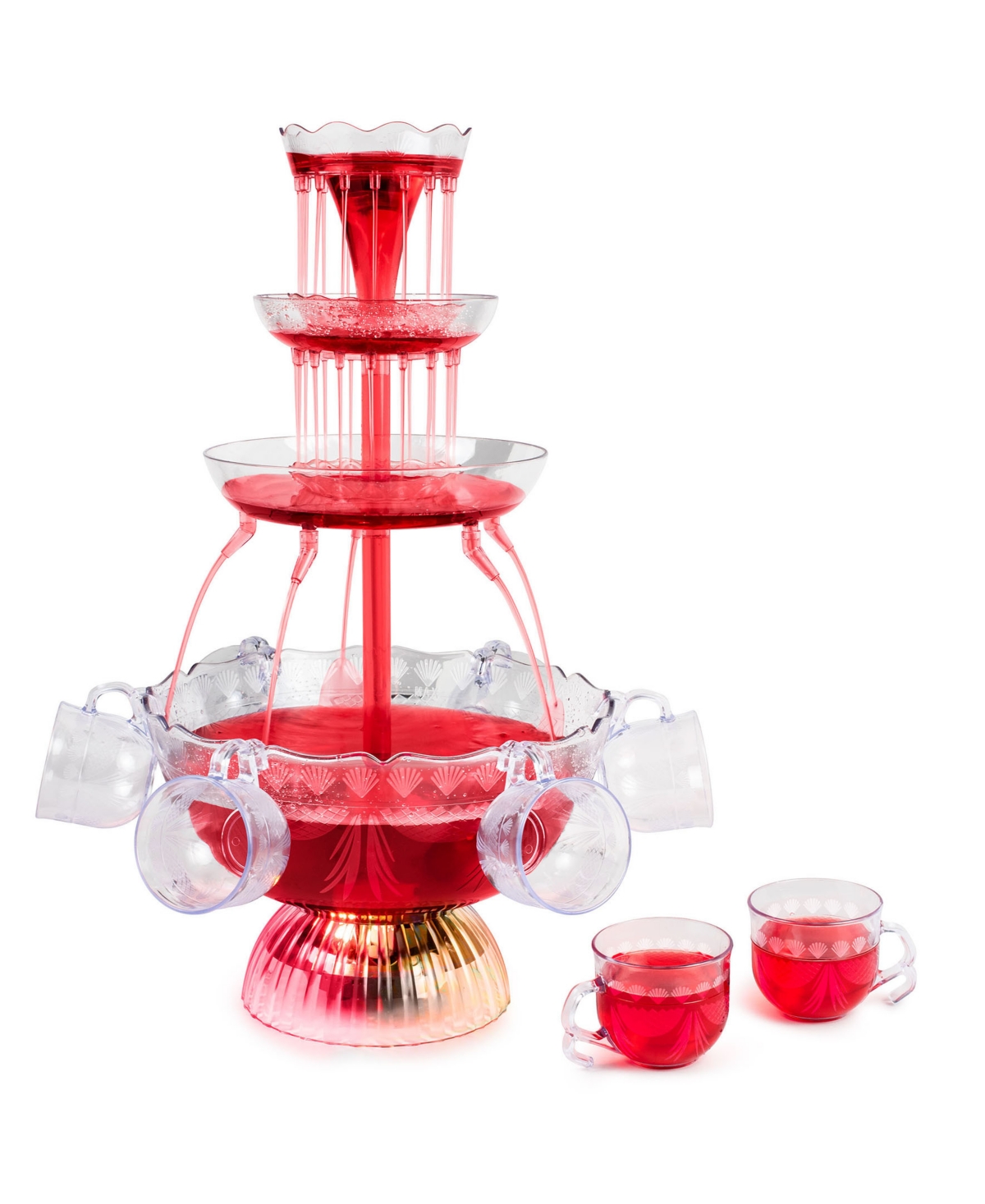 Nostalgia LPF230 3-Tier Lighted Party Fountain  Holds 1.5 Gallons  LED Lighted Base  Includes 8 Reusable Cups