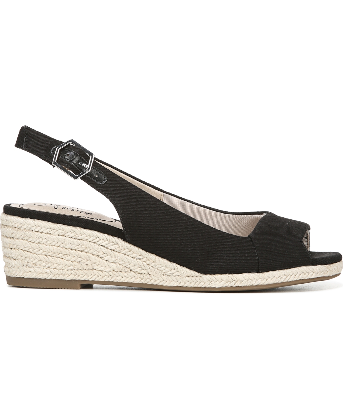 LIFESTRIDE WOMEN'S SOCIALITE PEEP TOE SLINGBACK ESPADRILLE WEDGE SANDALS 
