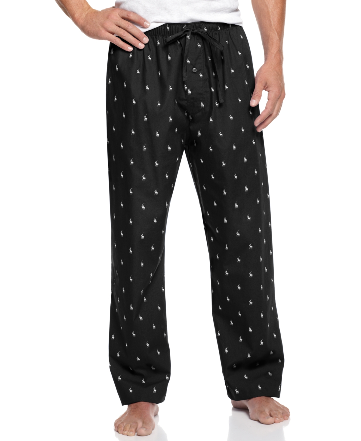 Polo Ralph Lauren Big & Tall Men's Printed Woven Pajama Pant In Black,white