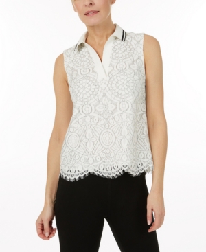 image of Laundry by Shelli Segal Sleeveless Lace Top